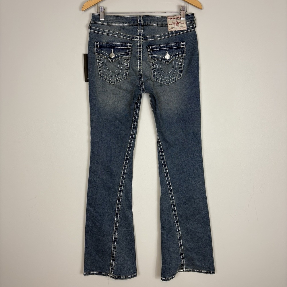 True Religion Jeans Womens Sz 28 Joey Big T Flare Flap Pockets $199